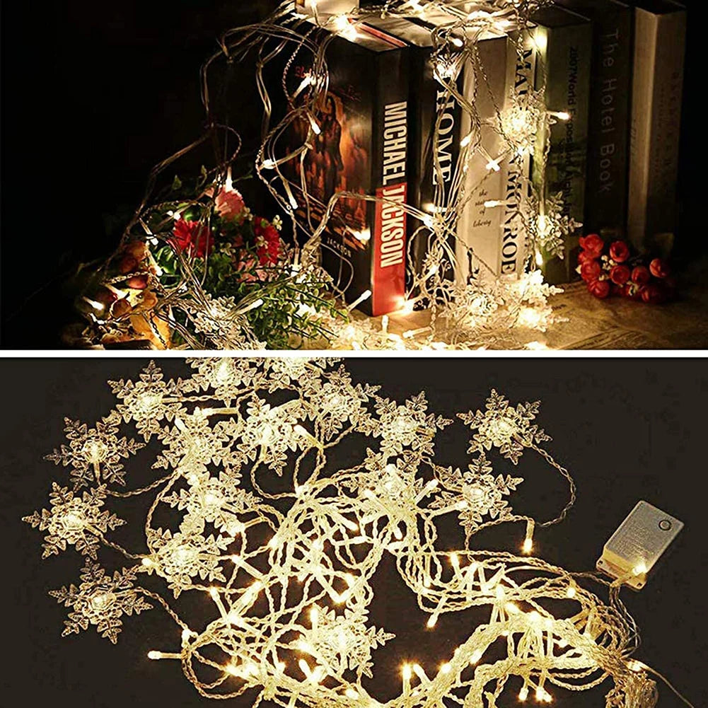 Christmas Snowflake Fairy Lights 4m 96led Curtain Lights Snowflake Fairy Lights for Halloween Thanksgiving Christmas Decoration