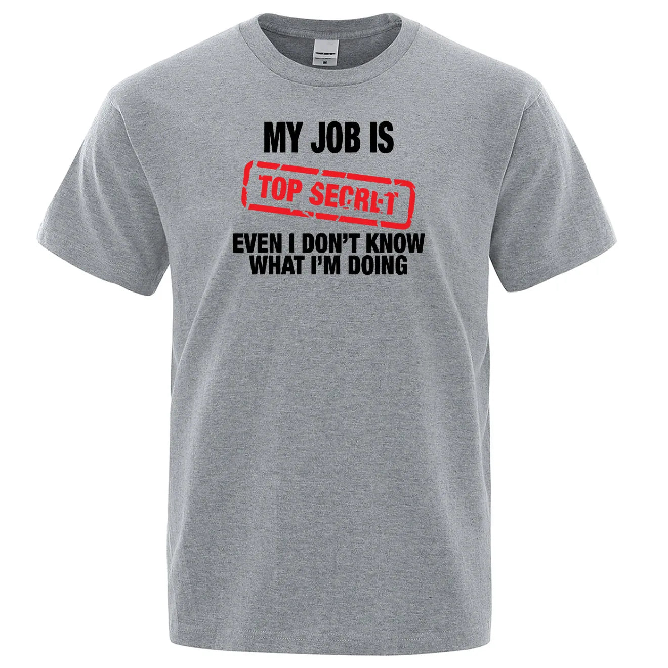 Lustiges T-Shirt für Männer – 'Mein Job ist Top Geheimnis' Druck, 100% Baumwolle, Kurzarm, Sommermode, Übergröße