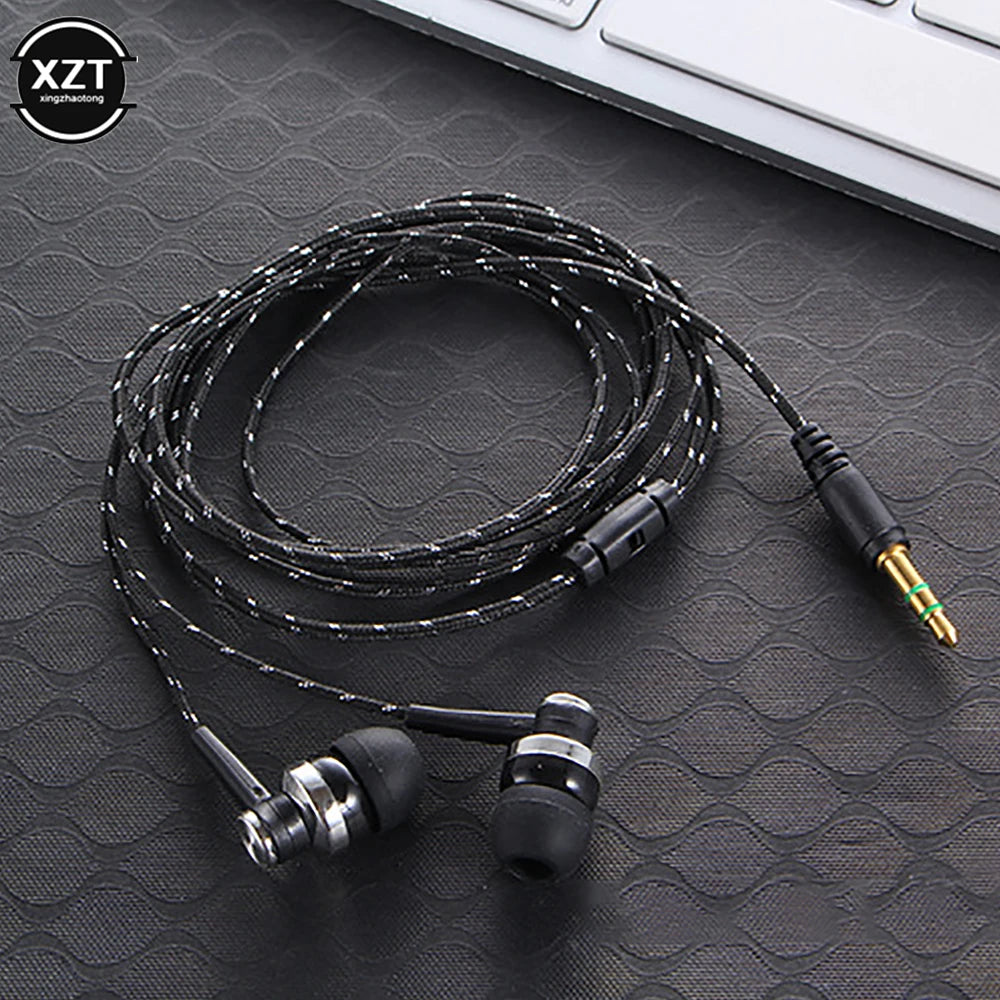 New 5 Colors Wired In-Ear Headphones – Stereo 3.5mm Nylon Cable, Sport Headset with Microphone, For Laptop and Smartphone, Ideal as a Gift