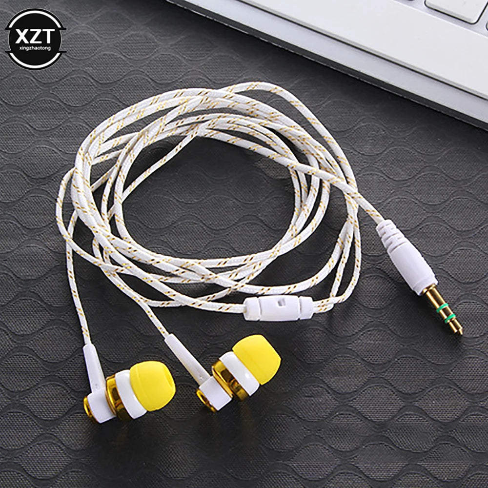 New 5 Colors Wired In-Ear Headphones – Stereo 3.5mm Nylon Cable, Sport Headset with Microphone, For Laptop and Smartphone, Ideal as a Gift