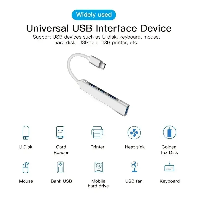 4Port USB 3,0 Hub USB Hub Hoch geschwindigkeit Typ C Splitter 5 Gbit/s für PC Computer Zubehör Multi port Hub 4 USB 3,0 2,0 Ports