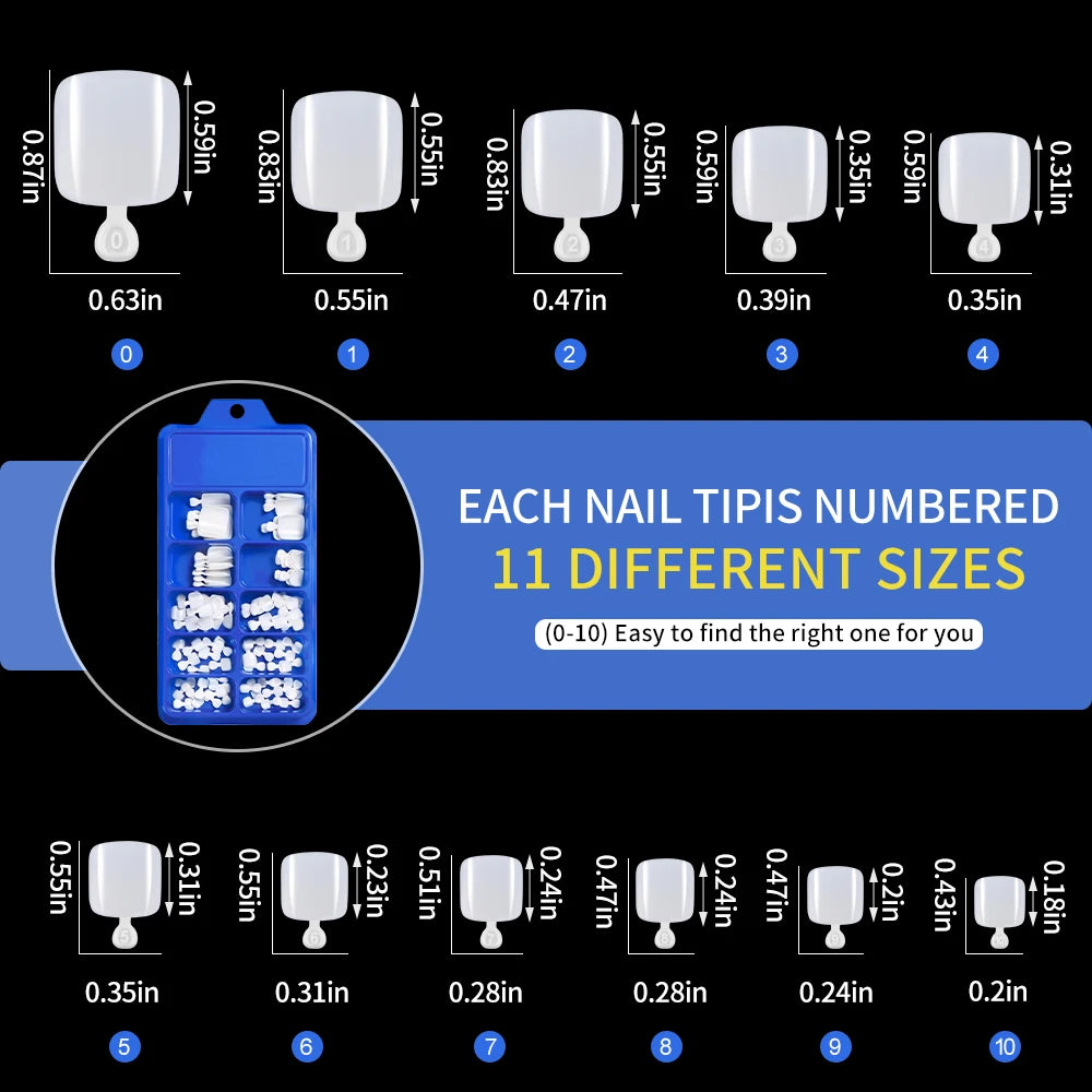 100 Stück Falsche Zehennägel – Natürliche Weiße Press-on, Volle Abdeckung, Quadratische Acryl-Kunst-Tipps