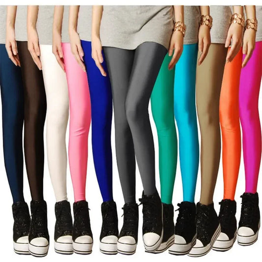 Neue Frühling-Herbst Leggings für Frauen, feste Farben, Neon-Süßigkeiten-Stil, hochgestreckte, sexy Leggings, für Mädchen, modische Kleidung.