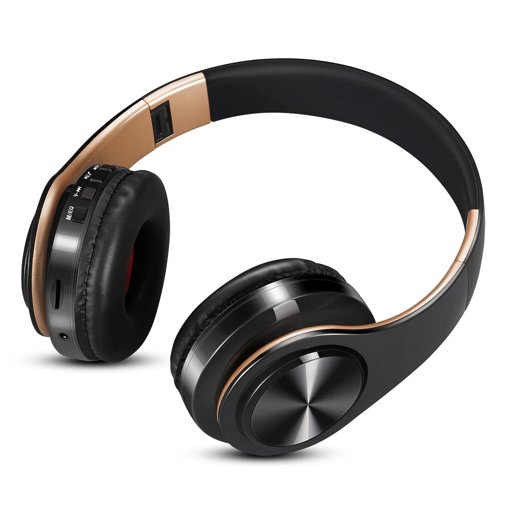 Gold Drahtlose Kopfhörer für Männer – Bluetooth Stereo Headset mit integriertem Mikrofon und 3,5mm Jack, Für Xiaomi, Samsung, iPhone