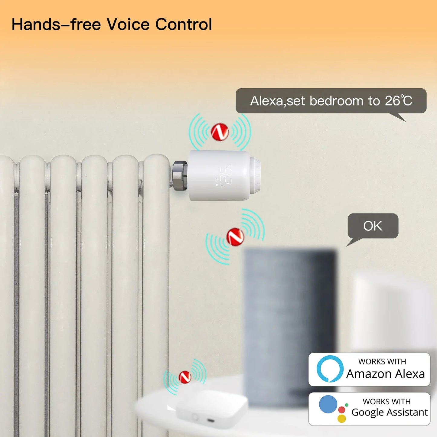 Moes TRV Tuya Zigbee Thermostat – Smart Heizkörperventil mit Drahtloser Fernsteuerung, Temperaturregler, Kompatibel mit Alexa Sprachsteuerung