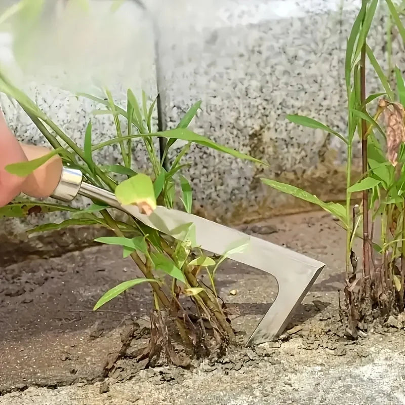 Edelstahl-Unkrautabzieher – Manueller Gartenrechen mit Scharfen Zinken für Gras- und Unkrautentfernung (1 Stück)