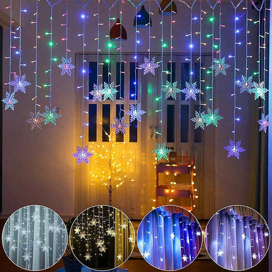 Weihnachten Schneeflocke Lichterketten 4m 96led Vorhang Lichter Schneeflocke Lichterketten für Halloween Thanksgiving Weihnachts dekoration