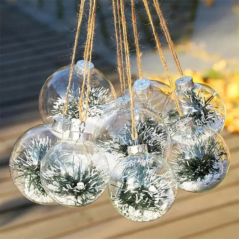 6 stücke 6/8cm Weihnachts ball Dekoration Weihnachts baum transparente Kugeln Anhänger hängen Ornamente für Zuhause Noel DIY Dekor Neujahrs geschenk