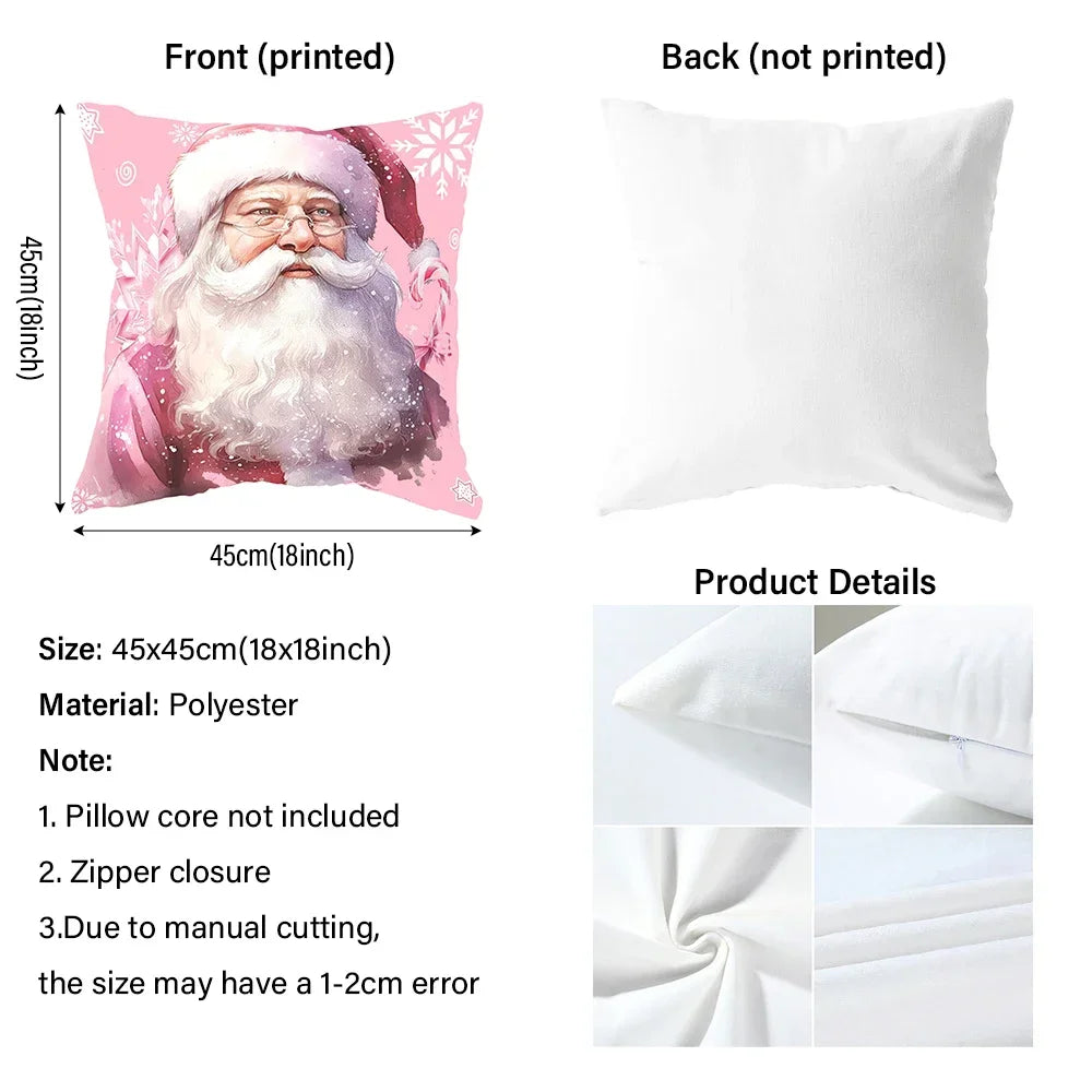 Weihnachts-Kissenbezug – Frohe Weihnachten mit Schneemann, Weihnachtsmann & Geschenkbox Design für Sofa und Zuhause