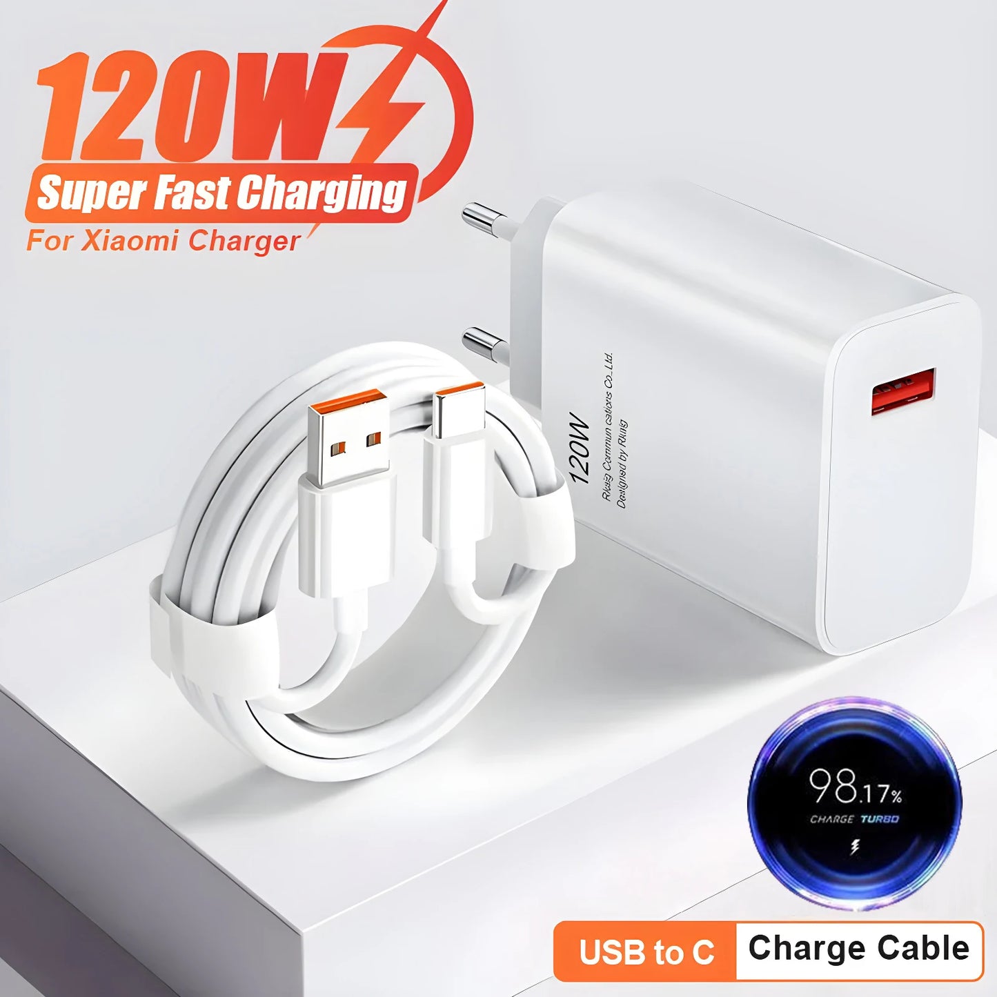 120W USB-C Fast Charger – For Xiaomi Mi 14, 13 Ultra, Redmi Note 12 Pro, Poco, Fast Charging