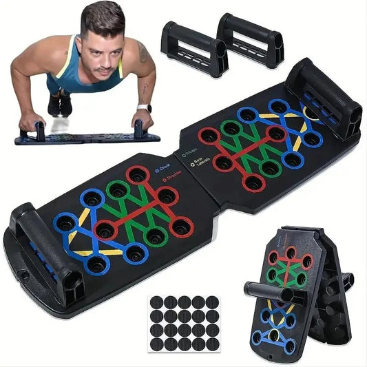 Tragbares Multifunktionales Push-up-Board-Set – Faltbare Fitnessgeräte mit Griffen für Brust, Bauch, Arme und Rücken