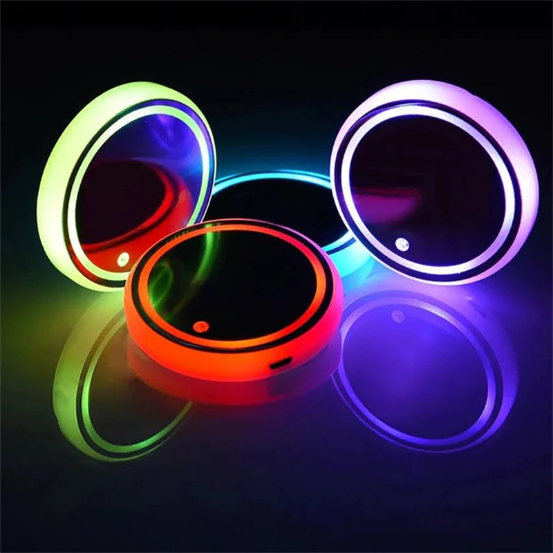 Upgraded Car Coaster - Universally Compatible, with 7 LED Colors and 3 Modes